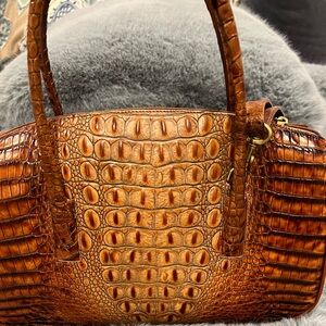 Brahmin Brown Crocodile-Embossed Satchel